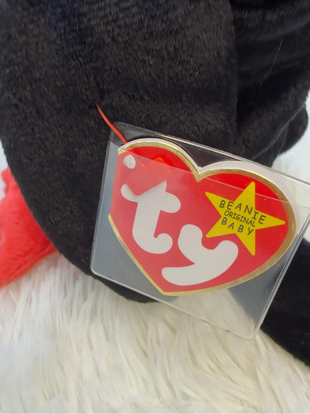 Ty Beanie Baby Plush Puffin in Black, White, Red & Yellow